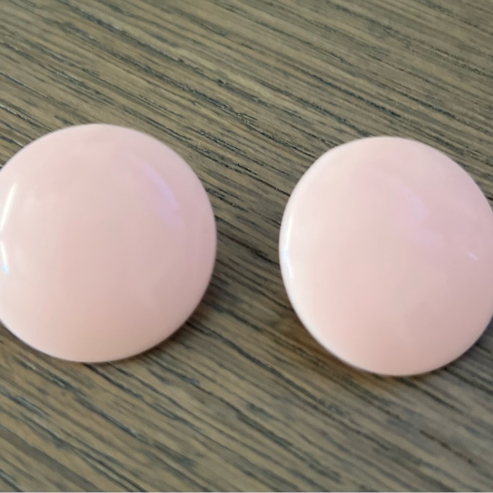 Vintage Bakelite Pink Round Button Clip-On Earrings